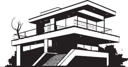 Urban Housing Emblem Modern Property Design Vector Icon Futuristic Abode Mark Residential Property Design in Vectorのイラスト素材