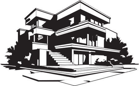 Sophisticated Home Icon Modern House Idea Vector Logo Classy Habitat Crest Stylish House Design Vector Iconのイラスト素材