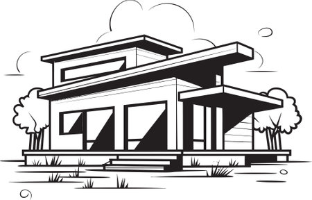 Robust Dwelling Symbol Bold House Sketch in Vector Format Strong Outline Mark Thick House Design in Logo Iconのイラスト素材