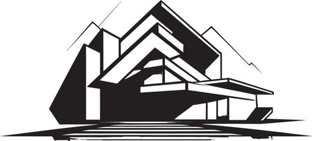 Contemporary Abode Emblem Modern House Design Vector Icon Sophisticated Home Mark Stylish House Design in Vectorのイラスト素材