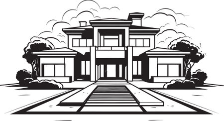 Contemporary Abode Emblem Modern House Design Vector Icon Sophisticated Home Mark Stylish House Design in Vectorのイラスト素材