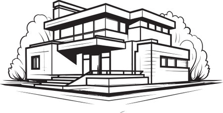 Solid Dwelling Mark Bold House Sketch Vector Emblem Heavyset Habitat Icon Thick House Design Vector Logoのイラスト素材