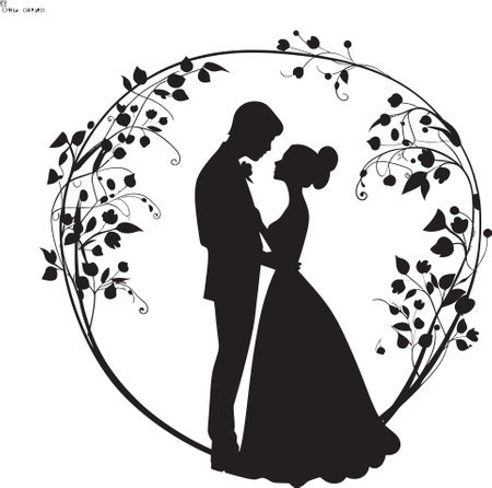 Heirloom Romance Wedding Couple Decor Frame Jubilant Journey Ornate Bride and Groom Frameのイラスト素材