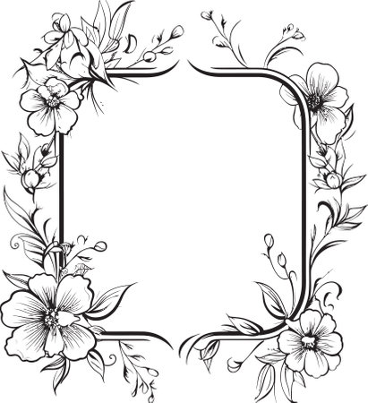 Majestic Frame Wreath Decorative Black Icon Vintage Blossom Encase Black Floral Frameのイラスト素材