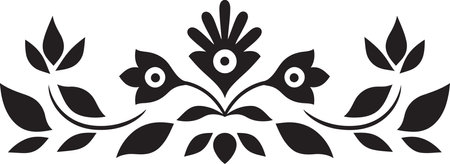 Abstract Garden Black Vector Icon with Tiles Structured Blossoms Geometric Floral Patternのイラスト素材