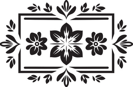 Tessellated Petals Black Tile Vector Logo Patterned Geometry Geometric Floral Iconのイラスト素材