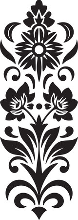 Botanical Symmetry Geometric Vector Logo Petal Mosaic Black Tile Floral Iconのイラスト素材