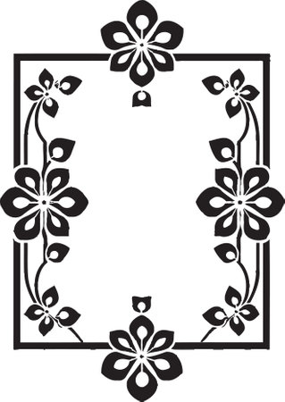 Patterned Geometry Black Vector Floral Botanical Symmetry Geometric Tile Iconのイラスト素材