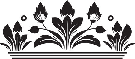 Geometric Blossom Black Tile Design Logo Abstract Floral Gridwork Geometric Vector Emblemのイラスト素材