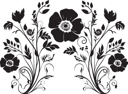 Iron Forged Bloom A silhouette of unyielding resilience, celebrate with unwavering spirit. Brushstroke Inferno Black floのイラスト素材