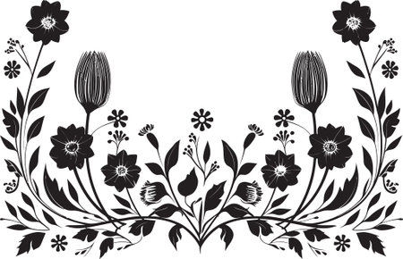 Vintage Floral Touches Invitation Card Vector Embellishments Artistic Noir Flourishes Black Logo Decorative Elementsのイラスト素材