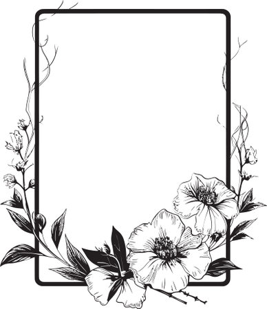 Chic Minimalist Blooms Handcrafted Black Icon Clean Hand Drawn Vines Minimalist Vector Iconのイラスト素材