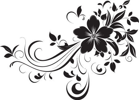 Artisanal Hand Drawn Bouquet Iconic Logo Design Noir Botanical Intricacy Handcrafted Vector Iconのイラスト素材