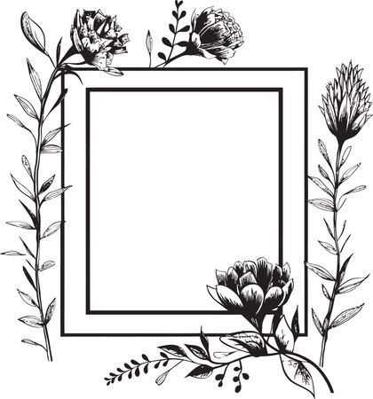 Simple Floral Essence Chic Vector Logo Design Chic Minimalist Blooms Handcrafted Black Iconのイラスト素材