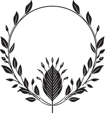 Noir Botanical Whirl Handcrafted Iconic Logo Graceful Minimalism Hand Rendered Black Emblemのイラスト素材