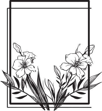 Elegant Floral Sketch Iconic Black Vector Minimalistic Noir Design Hand Rendered Logo Iconのイラスト素材