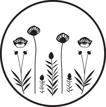 Sleek Hand Drawn Petal Sketch Iconic Logo Icon Clean Vector Whirl Minimalist Black Emblemのイラスト素材