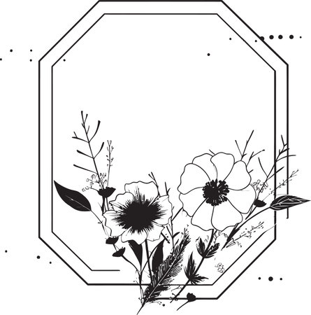 Minimalist Noir Floral Essence Hand Rendered Icon Sleek Hand Drawn Vector Whirl Black Emblemのイラスト素材