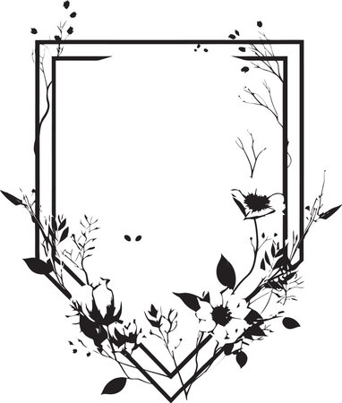 Modern Floral Abstraction Black Iconic Logo Sketch Simple Handcrafted Vines Minimalist Black Emblem Designのイラスト素材