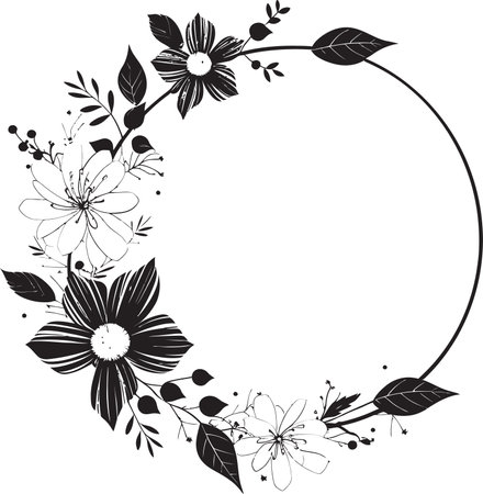 Abstract Floral Elegance Sleek Black Vector Icon Design Simplicity in Bloom Handcrafted Noir Logo Emblemのイラスト素材