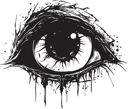 Macabre Eye of Terror Black Creepy Emblem Eerie Undead Gaze Black Vector Zombie Eye Emblemのイラスト素材