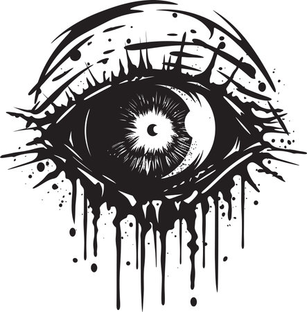 Nightmarish Glare Black Zombie Eye Design Ghoulish Stare Creepy Vector Eye Iconのイラスト素材