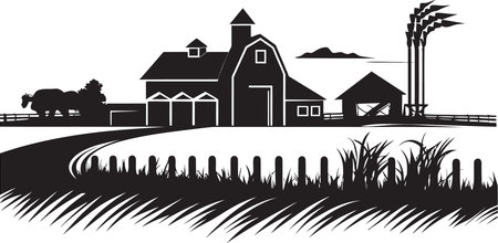 Countryside Legacy Agricultural Vector Icon Rustic Homestead Black Emblem Designのイラスト素材