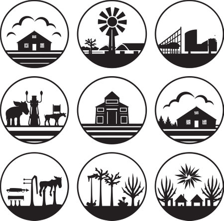 Rustic Refuge Black Icon for Farms Nature s Retreat Agricultural Logo Designのイラスト素材