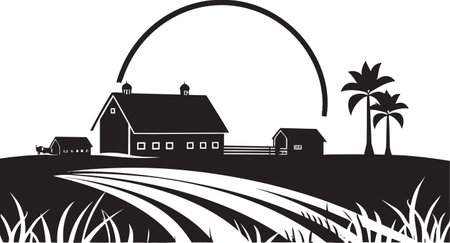 Harvest Homestead Agricultural Vector Icon Rural Radiance Black Emblem Designのイラスト素材