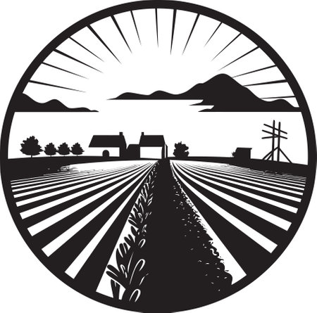 Farmstead Vista Vector Farmhouse Logo Homestead Sanctuary Black Icon for Farmsのイラスト素材
