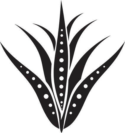 Herbal Harmony Black Aloe Vector Symbol Green Wellness Vector Aloe Plant Iconのイラスト素材