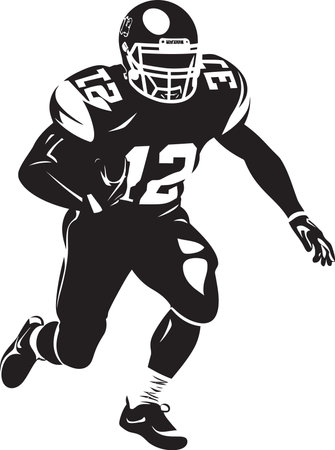 Gridiron Grace Football Vector Icon in Black Game winning Drive Black Player Emblemのイラスト素材