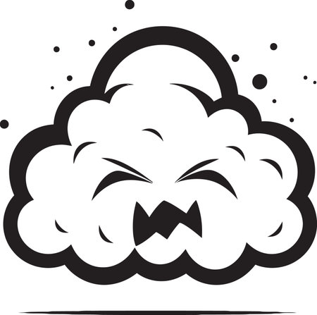 Stormy Wrath Vector Angry Cloud Icon Riled Nimbus Black Cartoon Cloud Emblemのイラスト素材