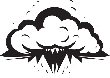 Vexed Vapor Black Angry Cloud Character Thunderous Fume Angry Cartoon Cloud Emblemのイラスト素材