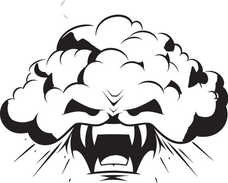 Fuming Squall Angry Vector Cloud Design Agitated Vapor Black Angry Cloud Iconのイラスト素材