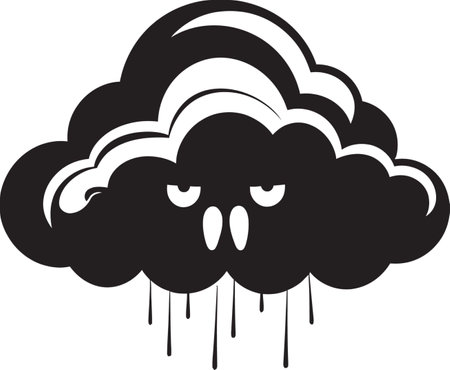 Raging Storm Angry Cloud Emblem Design Turbulent Fury Vector Angry Cloudのイラスト素材