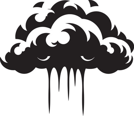Thunderous Rage Vector Angry Cloud Emblem Fuming Squall Black Cartoon Cloud Iconのイラスト素材