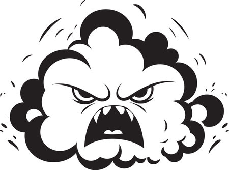 Brooding Tempest Vector Angry Cloud Icon Vexed Vapor Black Angry Cloud Logoのイラスト素材
