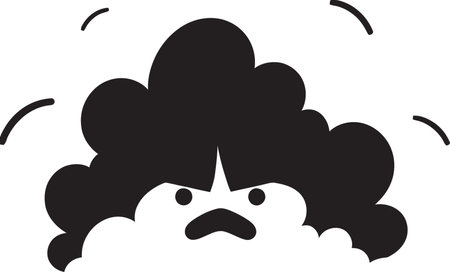 Raging Thundercloud Black Cloud Vector Emblem Thunderous Squall Angry Cloud Icon Designのイラスト素材