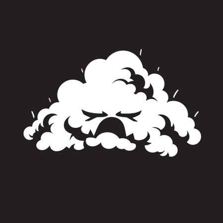 Thunderous Squall Angry Cloud Icon Design Stormy Fury Cartoon Cloud Black Emblemのイラスト素材