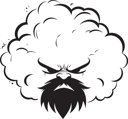 Stormy Vortex Angry Black Cartoon Cloud Riled Nimbus Angry Cloud Icon Designのイラスト素材
