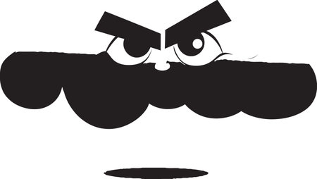 Angry Cumulus Cartoon Cloud Vector Design Grumpy Tempest Angry Cloud Black Logoのイラスト素材