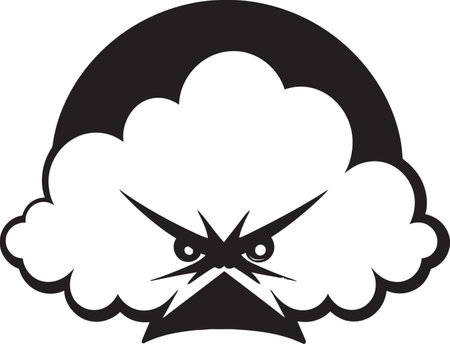 Turbulent Fury Angry Cloud Logo Icon Stormy Vortex Vector Angry Cloud Designのイラスト素材