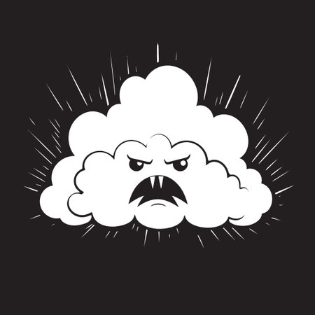 Furious Nimbus Black Cloud Character Design Raging Thunderhead Angry Cloud Emblemのイラスト素材