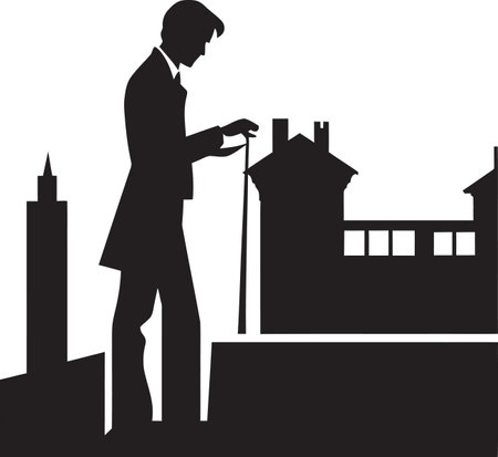 Structure Maven Black Man Icon Design Architectural Maestro Vector Black Logo Iconのイラスト素材
