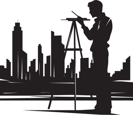 Architectural Maestro Vector Black Logo Icon Blueprint Visionary Architect Man Emblem Designのイラスト素材