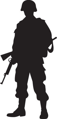 Combat Vanguard Armed Forces Emblem Design Tactical Guardian Armed Soldier Black Iconのイラスト素材