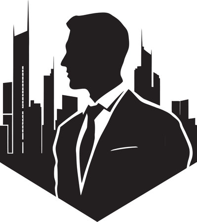 Urban Architect Vector Man Logo in Black Design Luminary Architect Iconic Emblemのイラスト素材