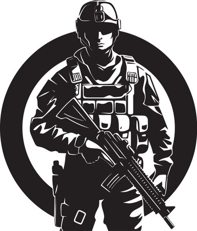 Soldier s Resolve Black Armyman Icon Combat Sentinel Vector Armyman Logoのイラスト素材