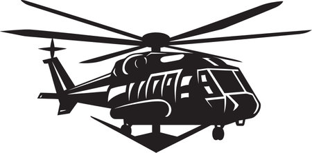 Combat Rotorcraft Vector Black Logo Emblem Tactical Huey Military Chopper Symbolのイラスト素材